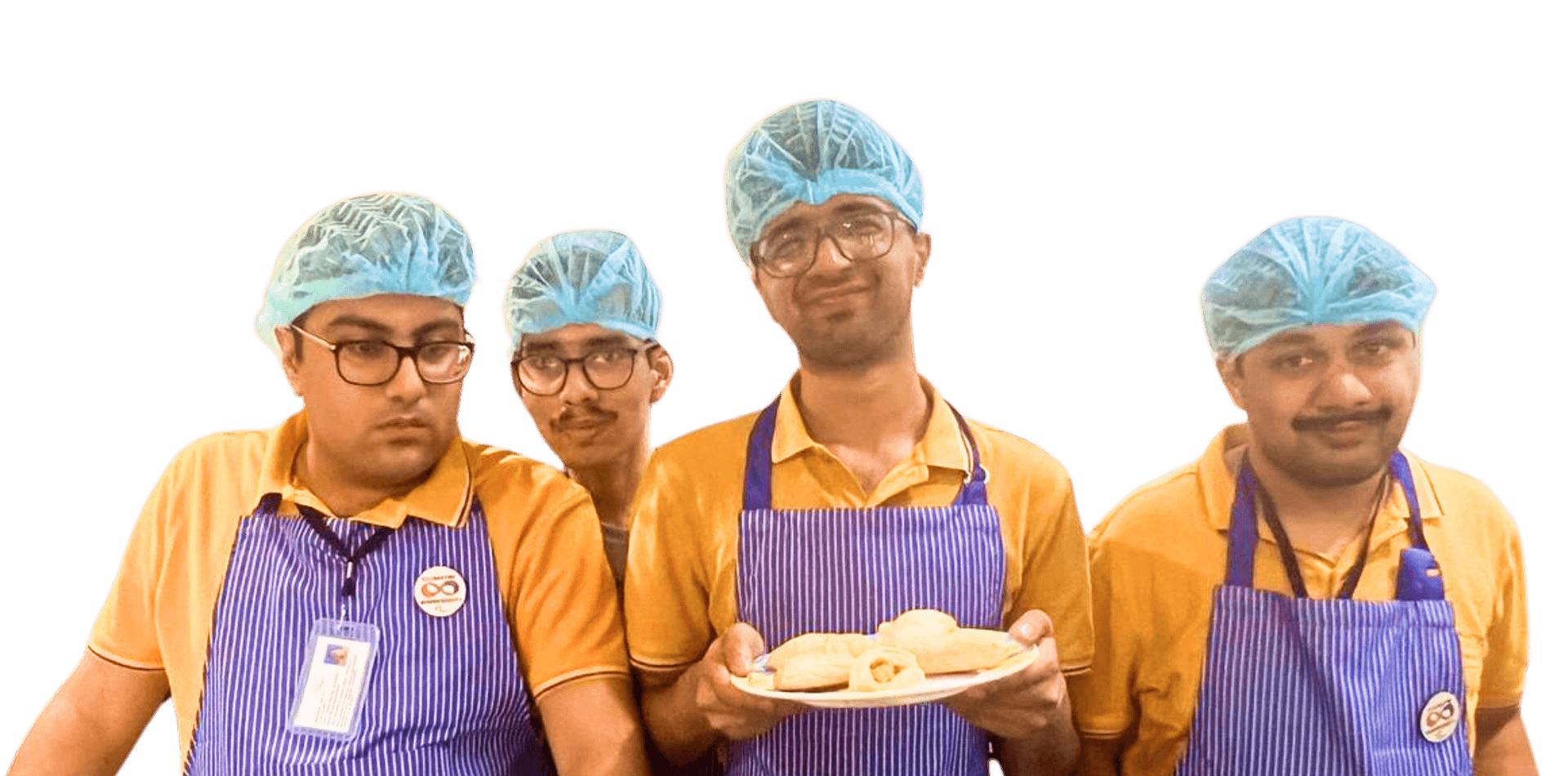 Team members with food